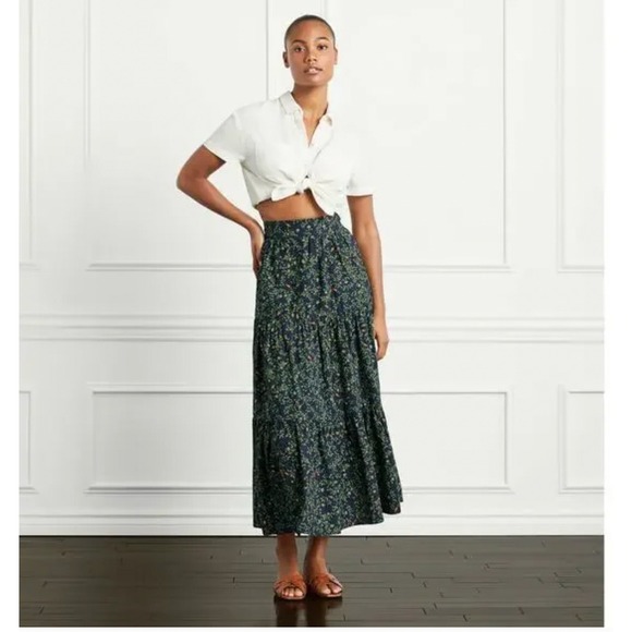 Hill House Home Dresses & Skirts - Hill House Home The Camilla Maxi Skirt Midnight Garden Cotton Tiered Navy XS